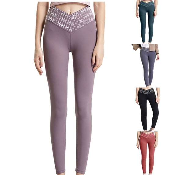 Mceream Womens High Waisted Leggings Compression Compression Running Pants Butt Lift High Waisted Crossover Tummy Control No See-Through Yoga Pants Pink S