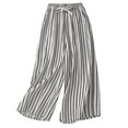 thumbnail image 1 of Mceream Womens Straight Leg Linen Pants with Pockets Wide Leg Casual Loose Elastic Waist Cropped Trouser Summer Lightweight Pants White M, 1 of 9