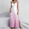 thumbnail image 1 of Maqroz Womens Summer Dresses Maxi Gradient Color Spaghetti Strap V Neck Dress Loose Side Split Long Office Summer Beach Travel Dresses Summer Sleepwear Multicolor XXL, 1 of 8