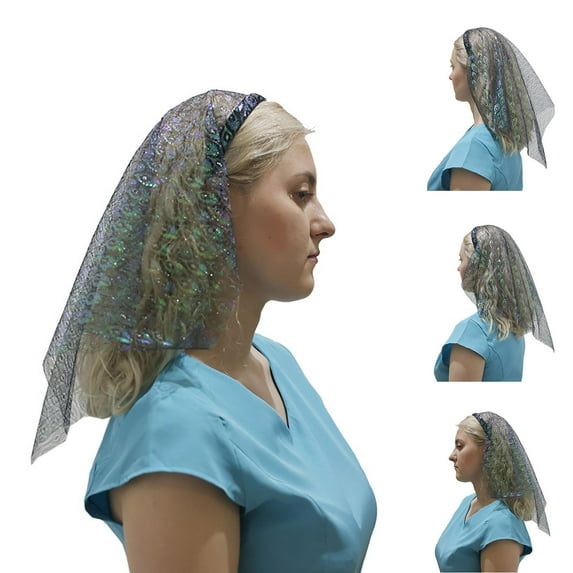 Mceream Womens Wedding Church Pray Scarf Lace Shawl with Lace Short Cape Hooded Shawl Lightweight Wedding Shawls and Wrap for Bride Elegant Veil Scarves Lightweight Silk Scarf