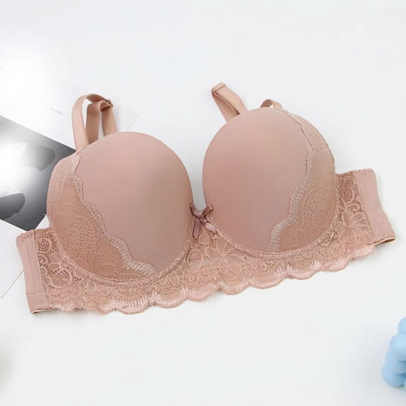 Mceream Womens No Wire Bras Full Support Plus Size Push up Bra Wireless T-Shirt Lace Bras No Underwire Plunge Bralette V Neck Longline Bra Brasieres Para Mujer