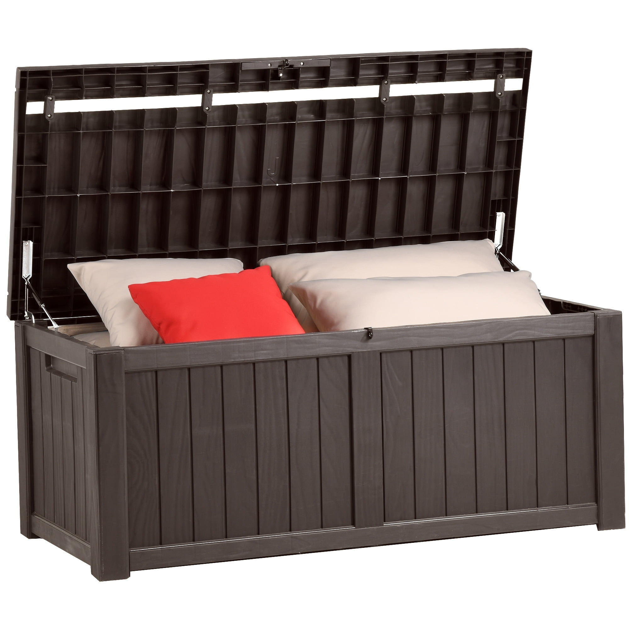 Large Gray Resin Lockable Deck Box with Iron Support