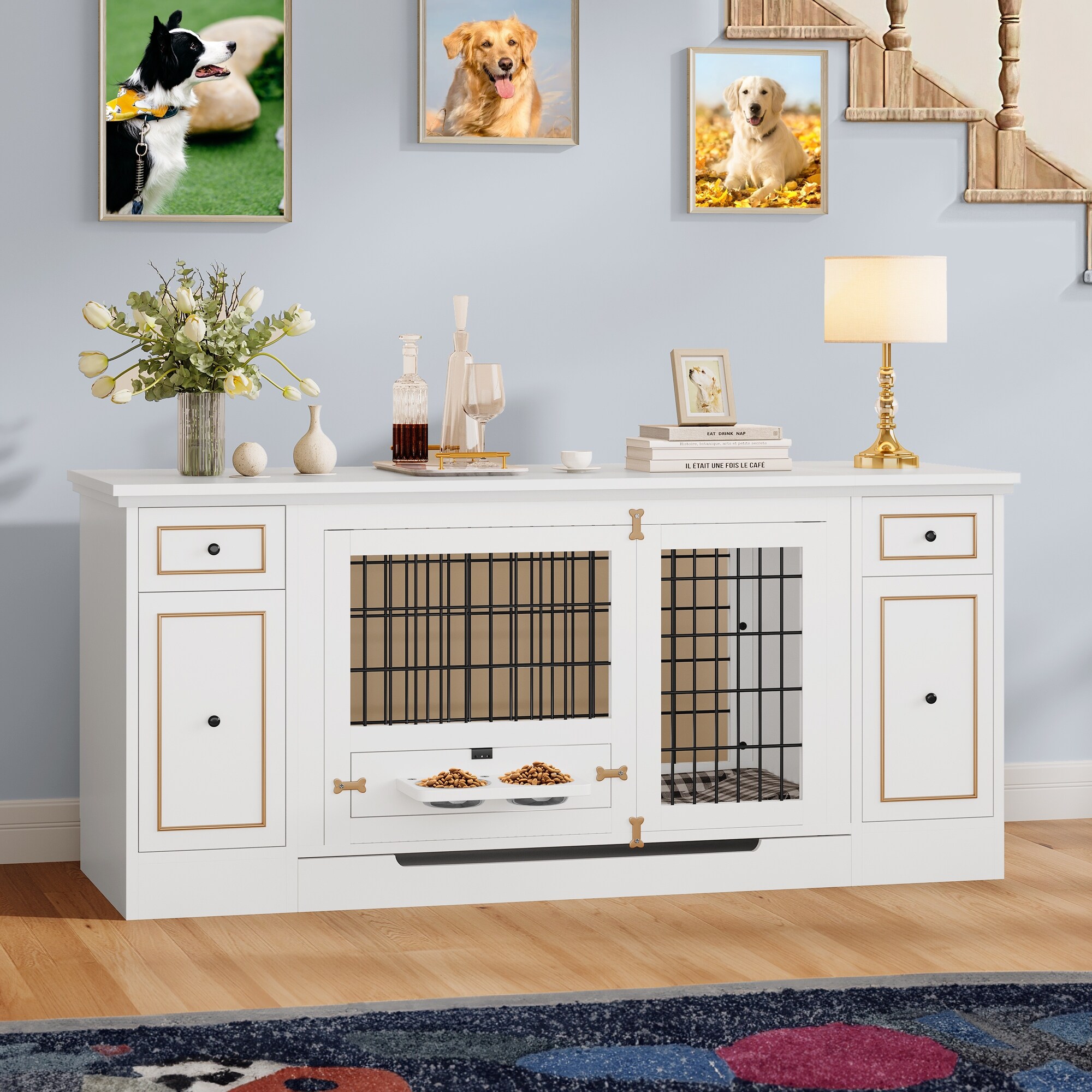 Mcferran's Inc Moasis White Furniturestyle Dog Crate, TV Stand
