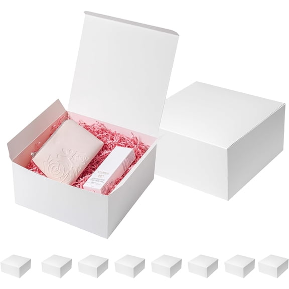 Mcfleet Gift Boxes with Lids 10x10x5 Inches 10 Pack Bridesmaid Proposal White Cardboard Box for Presents, Christmas, Wedding, Graduation, Holiday, Birthday Craft Present Packaging
