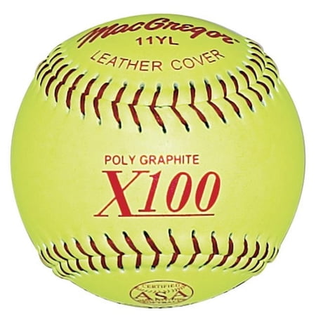 Mcgregor ASA Fast Pitch Leather Softball, Yellow, 11"