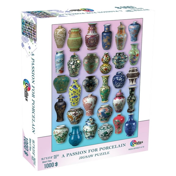 Mchezo 1,000 Piece Jigsaw Puzzle, A Passion for Porcelain, Oodles Series, 19.7" x 27.6", w/ Images of Museum Ancient Porcelain Objects