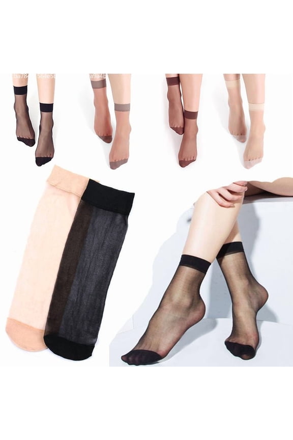 Mchoice 10 Pairs Sheer Ankle Socks Thin Nylon Transparent Ankle High Hosiery Socks Short Dress Stockings for Women Girls