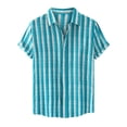 thumbnail image 1 of Mchoice Beach Shirts for Men,Men's Vacation Striped Shirts Casual Short Sleeve Button Down Printed Summer Vintage Beach Tops on Clearance, 1 of 5