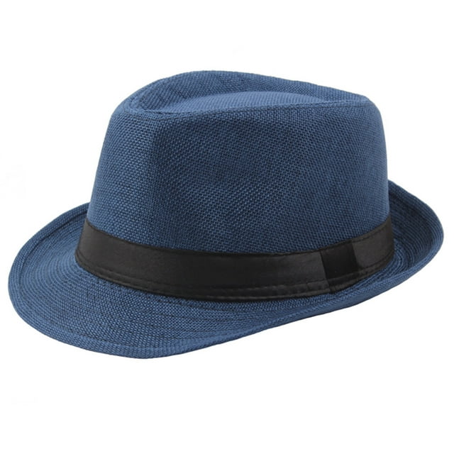 Mchoice Breathable Linen Top Hat Curly Brim Straw Hat Outdoor Sun Hat Summer Beach Hat Fedora Jazz Hat for Men