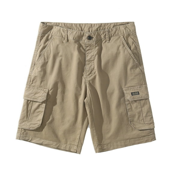 Mchoice Cargo Shorts for Mens Slim Fit Solid Color Multi Pockets Zipper Workwear Shorts Straight Leg Five Piece Casual Outdoor Pants