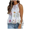 thumbnail image 1 of Mchoice Halter Tops for Women, Summer Casual Sleeveless Chiffon Neck Spaghetti Strap Floral Print Tank Tops Pleated, 1 of 6