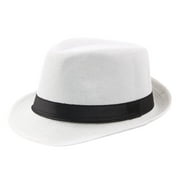 Mchoice Jazz Hat,Men'S Fashion Breathable Linen Top Hat Classic CurlyStraw Hat All-Season Outdoor Sun Hat,Fedora Hat for Men
