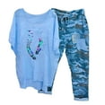 thumbnail image 1 of Mchoice Jumpsuits for Women Round Neck Short Sleeve Pullover Graphic Tees + Camouflage Drawstring Pants Trousers Outfits, 1 of 6