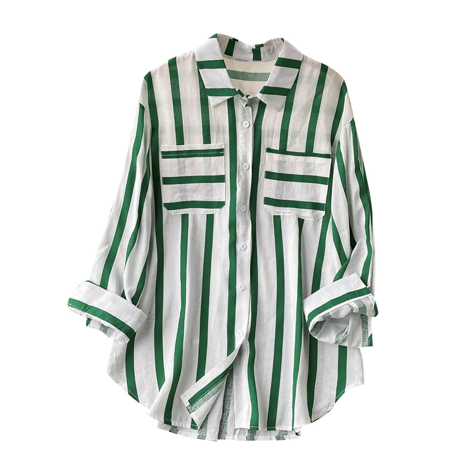 Long Sleeve Striped Combination Blouse Shirt