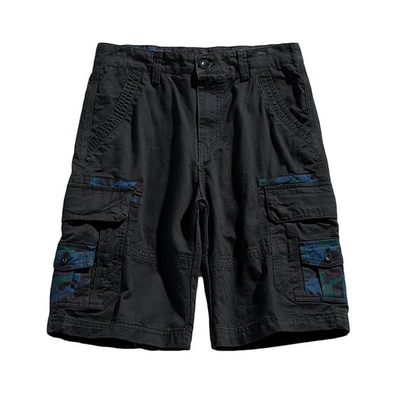 Mchoice Men's Cargo Shorts Summer Fashion Outdoors Casual Shorts Patchwork Color Button Multi-pocket Five-point Pants