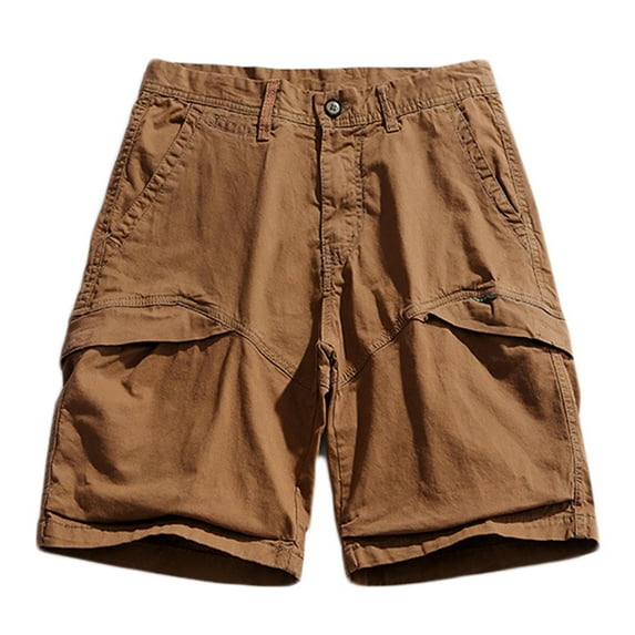Mchoice Men's Cargo Shorts Summer Fashion Outdoors Casual Shorts Patchwork Color Button Multi-pocket Five-point Pants