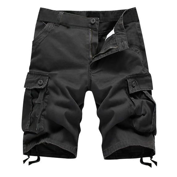 Mchoice Men's Plus Size Cargo Shorts Multi-Pockets Five-point Pants Relaxed Summer Solid Color Beach Shorts