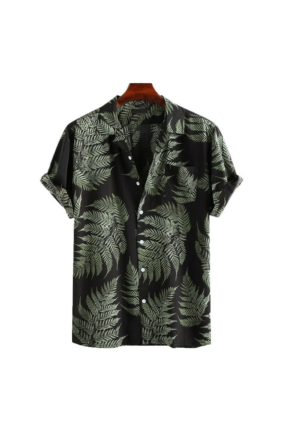 Mchoice Men's Short Sleeve Hawaiian Beach Shirts Summer Lapel Vacation Shirts Casual Slim Fit Tropical Button Down T Shirt for Men