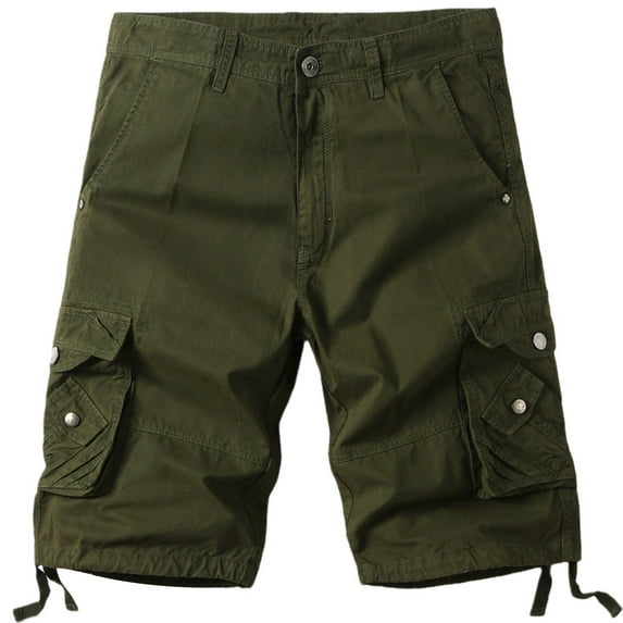 Mchoice Men's Shorts Casual Pure Color Outdoors Pockets Five-point Trousers Beach Work Cargo Shorts