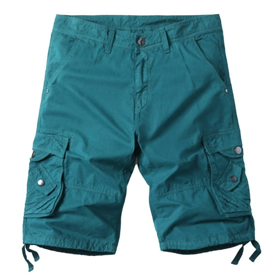 Mchoice Men's Shorts Casual Pure Color Outdoors Pockets Five-point Trousers Beach Work Cargo Shorts