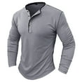 thumbnail image 1 of Mchoice Mens Long Sleeve T Shirts Beefy Muscle Basic Solid Pure Color Tee Shirt V Neck Blouse Tops with Buttons, 1 of 7