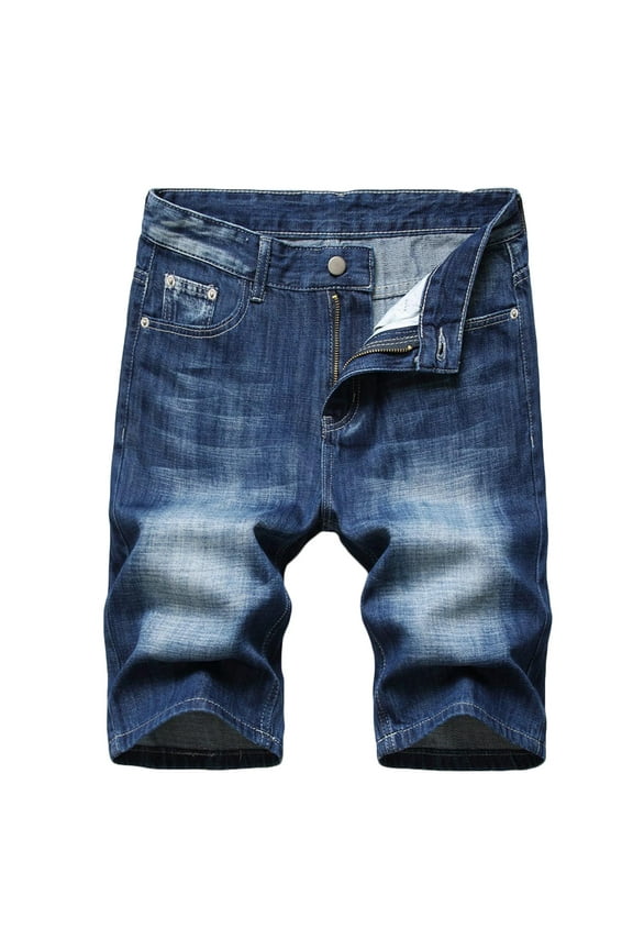 Mchoice Mens Shorts Casual Denim Stretch Slim Fit Washed Distressed Rolled Ripped Jean Shorts with Pockets