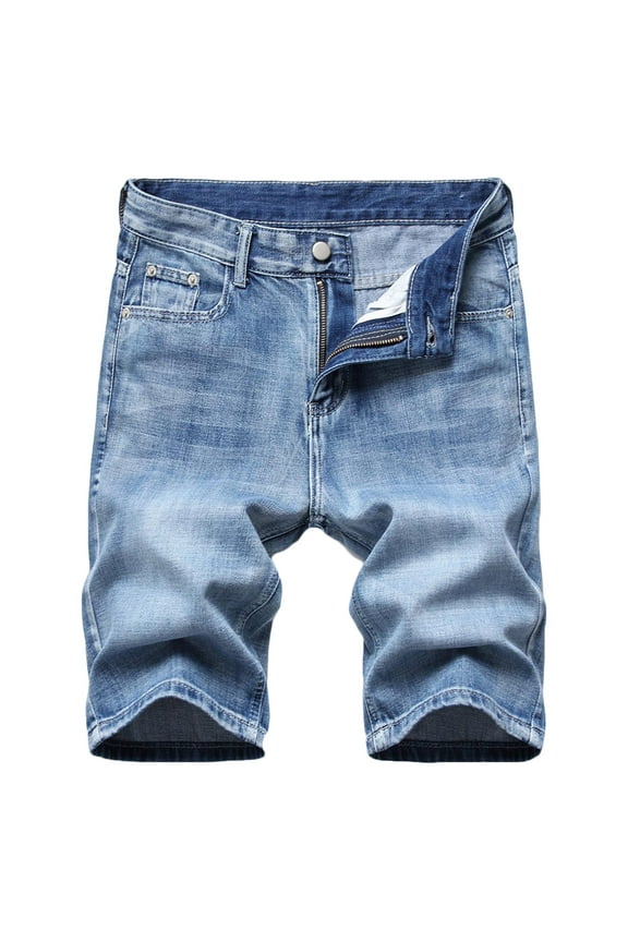 Mchoice Mens Shorts Casual Denim Stretch Slim Fit Washed Distressed Rolled Ripped Jean Shorts with Pockets