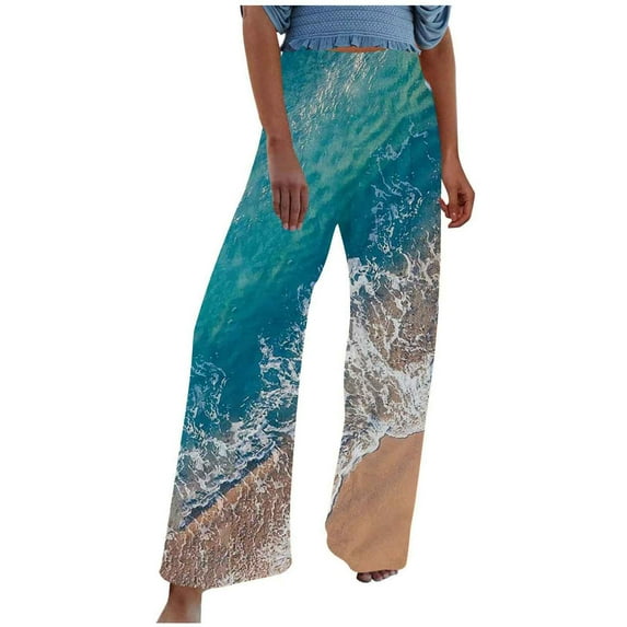 Mchoice Pants for Women Comfortable Floral Printed High Waist Leisure Long Trousers Wide Leg Sweatpants Yoga Pants