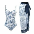 thumbnail image 1 of Mchoice Plus Size Bathing Suit for Women V Neck Floral Printed Bikini Lace Up Swimsuit Long Skirt Chiffon Vinatge Two-piece Set, 1 of 6