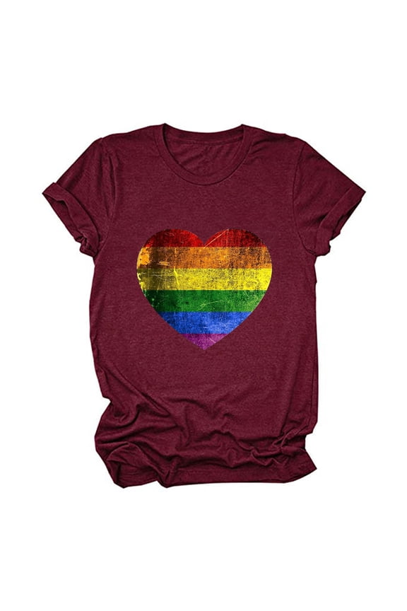 Mchoice Pride Shirts for Women Rainbows Heart Print Graphic T-Shirt LGBT Gay Pride Tshirts Short Sleeve Love is Love Tops