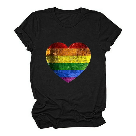 Mchoice Pride Shirts for Women Rainbows Heart Print Graphic T-Shirt LGBT Gay Pride Tshirts Short Sleeve Love is Love Tops