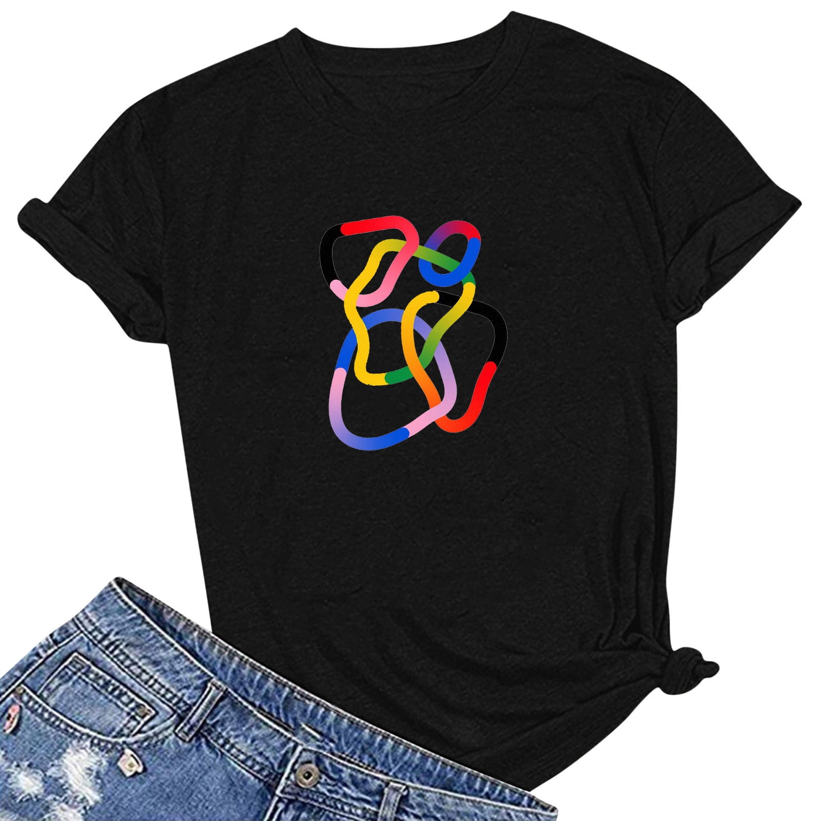Tee-Shirt LGBT Femme Cœur Arc-en-Ciel Pride – Manches Courtes, Fun Et Confortable !