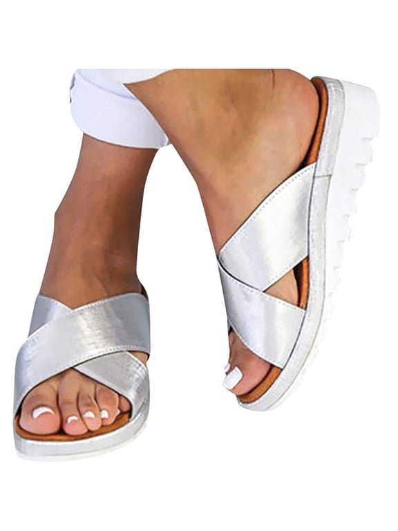 Mchoice Sandals for Women 2021 New Comfy Platform Sandal Shoes Slide Sandals Casual Summer Beach Sandals Comfortable Flat Sandals for Ladies