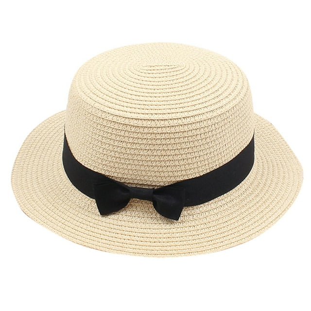 Mchoice Summer Solid Top Hat Sun Hat Straw Beach Hat Fedora Hat for Women