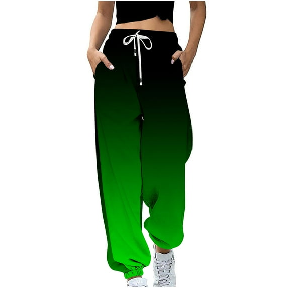 Mchoice Sweatpants Women Fall Fashion 2025 Gradient Color Loose Lounge Trousers Drawstring Athletic Joggers High Waist Pants with Pockets