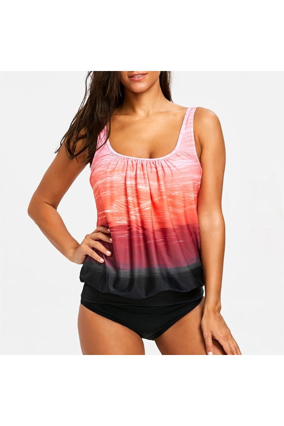 Mchoice Tankini Bathing Suits for Women Two Pieces Tummy Control Swimsuit Plus Size Swimwear