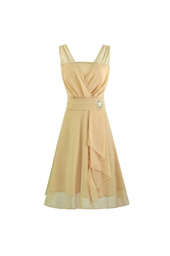 Mchoice Wedding Guest Dresses for Women Lace V Neck Formal Wedding Prom Gown Bridesmaid High-waist Cocktail Party Dress