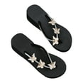 thumbnail image 1 of Mchoice Wedge Flip Flops for Women Rhinestone Butterfly Wedge Sandal Western Rhinestone Sandals Women's Flat Sandals Jeweled Slippers Dress Shoes for Summer Beach, 1 of 6