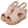 thumbnail image 1 of Mchoice Wedges Sandals,Women's Fish Mouth Espadrilles Slingback Platform Sandals High Heel Ankle Strap Beach Shoes on Clearance, 1 of 5