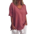 thumbnail image 1 of Mchoice Women Casual Summer Solid O Neck Short Sleeves Plus Size Summer Graphic Tees For Women Blouse on, 1 of 5