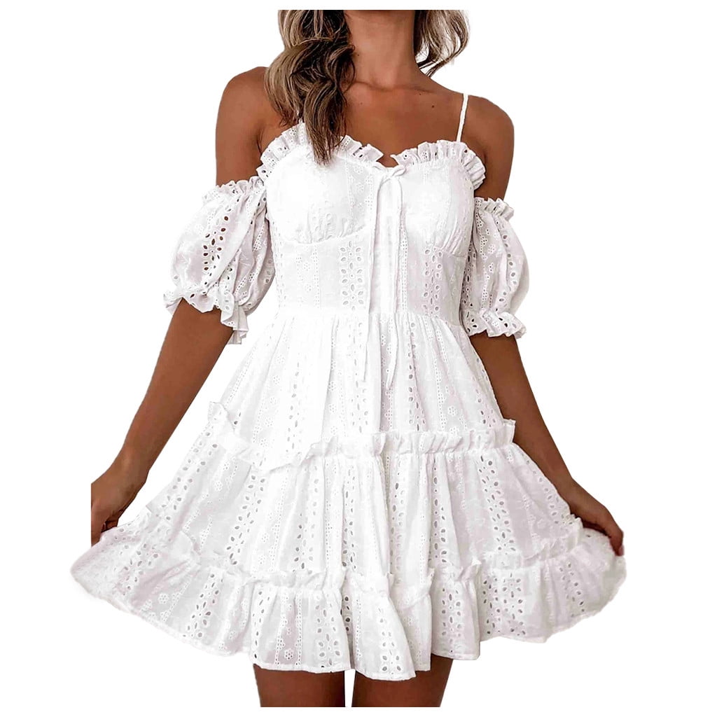 Mchoice Women's Embroidered Hollow Lace Wrapped Strap One-Sleeve Pleated Lace Dress Elegant Pure White Minimalist Design - Walmart Business Supplies Mchoice Women's Embroidered Hollow Lace Wrapped Strap One-Sleeve Pleated Lace Dress Elegant Pure White Minimalist Design - Walmart Business Supplies