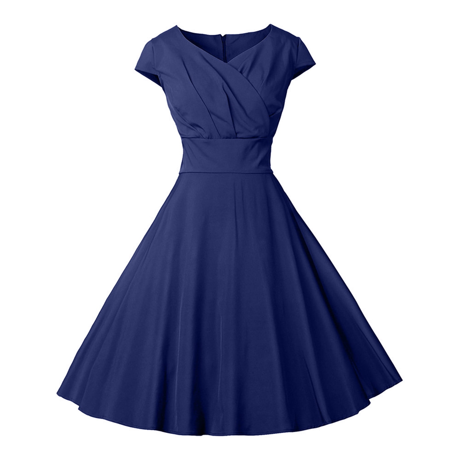 Mchoice Women's Summer V-Neck Cocktail Dresses 50s 60s Vintage Short Sleeve  Party Swing Dress Midi Dress Wedding Guest Dresses - Walmart.com