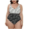 thumbnail image 1 of Mchoice Womens One Piece Swimsuits Floral Print Bikini Set V Neck Plus Size High Waisted Bathing Suit, 1 of 5