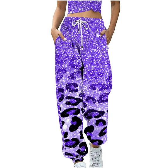 Mchoice Womens Sweatpants Casual Loose Floral Printed Sweatpants Fashion Drawstring Lounge Trousers High Waist Pants with Pockets