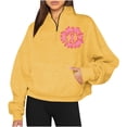 thumbnail image 1 of Mchoice Womens Sweatshirt Breast Cancer Awareness Long Sleeved Printed Half Zippered Hooded Turndown Collar Blouse Tops, 1 of 5