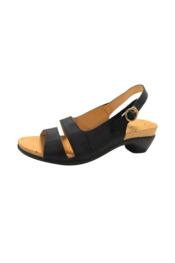 Mchoice Womens Wedge Sandals Pumps Open Toe Ankle Strap Buckle Chunky Low Heel Dress Shoes Trendy Classic Slippers with Adjustable Ankle Strap, Great for Women Dressy Spring and Summer