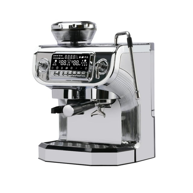 Mcilpoog Espresso Machine with Grinder, Milk Frother, 15 Bar Pump, PID