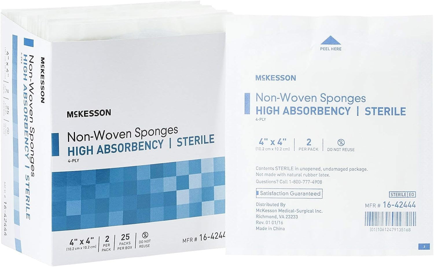 McKesson 4-Ply Non-Woven Gauze Sponges - Non-Sterile 4x4 Inch Wound Dressings (200 Count)