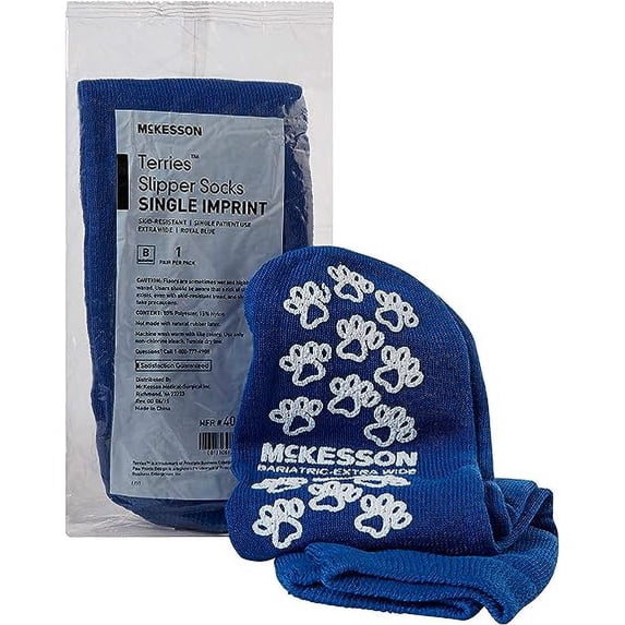 Mckesson 40-3816-001 Terries Slipper Socks X-Large Royal Blue (Each)