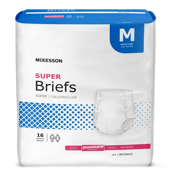 Mckesson Super Moderate Absorbency Adult Disposable Cloth Brief Diapers M 16 Ct